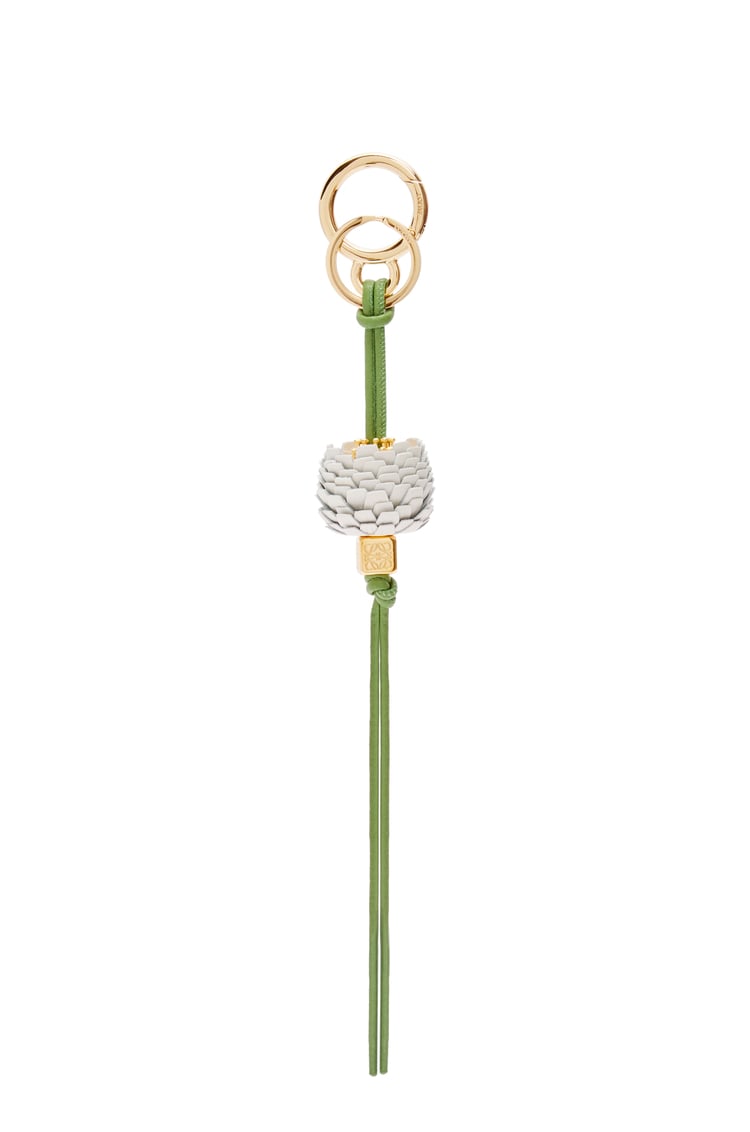LOEWE Flower dice charm in classic calfskin and brass Soft White