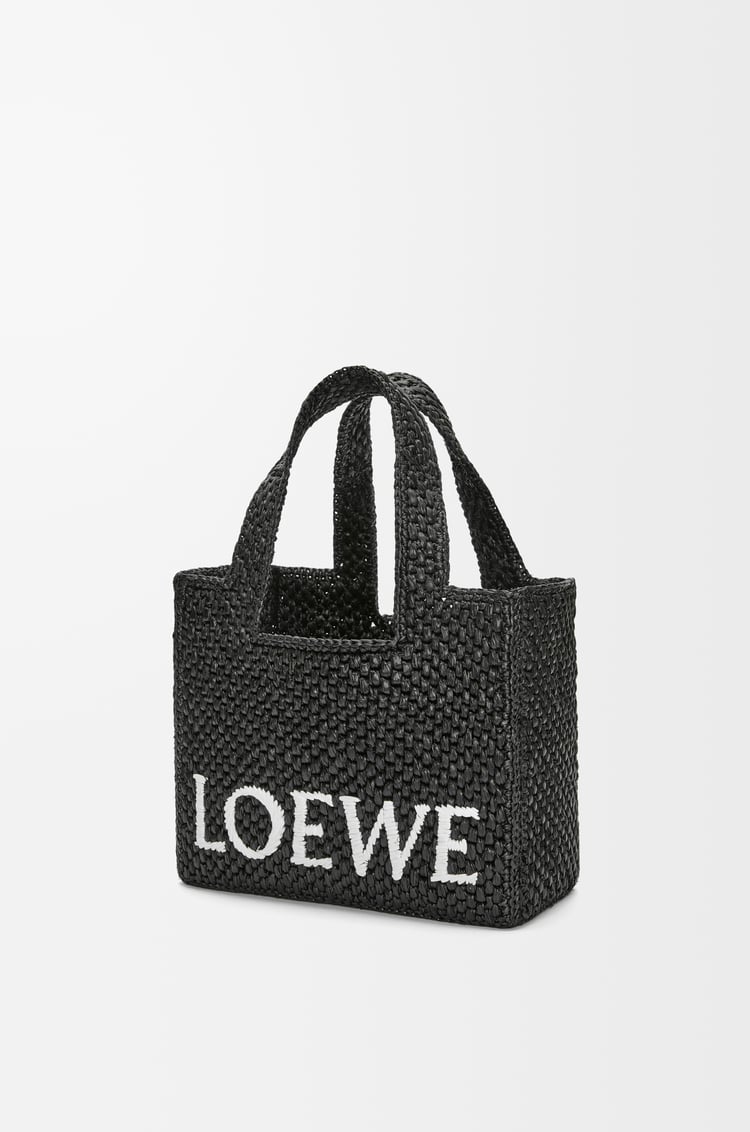 LOEWE Small LOEWE Font tote in raffia Black