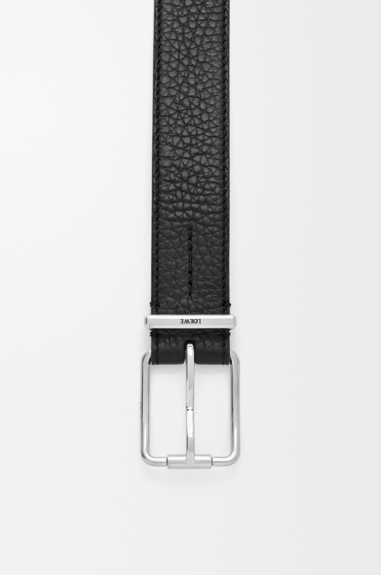 LOEWE 柔软粒面牛皮革经典腰带 黑色/复古钯色