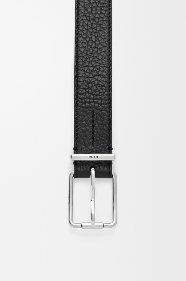 LOEWE 柔軟粒面小牛經典腰帶 黑色/復古鈀金色