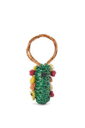 LOEWE Woven nest vase in calfskin and bamboo Green/Multicolor plp_rd