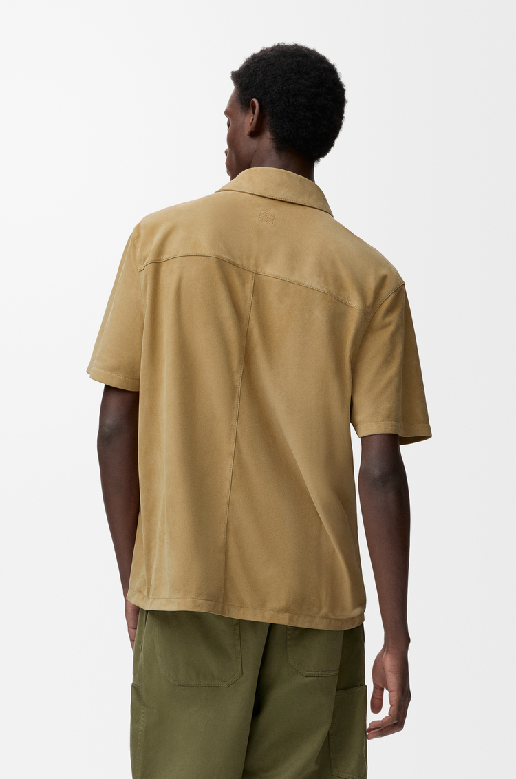 LOEWE 麂皮山羊皮短袖襯衫 米色