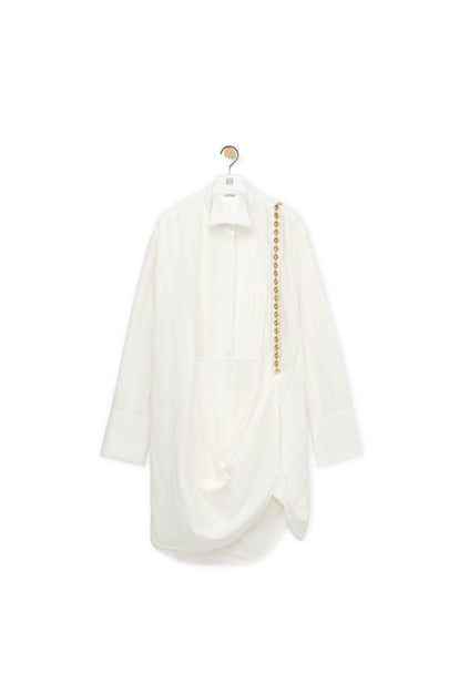 LOEWE Chain shirt dress in cotton Optic White