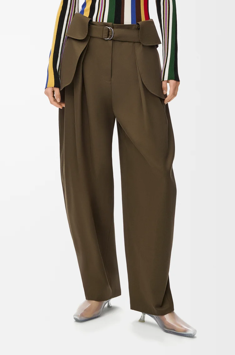 LOEWE 카고 트라우저 - 코튼 & 실크 카키 그린