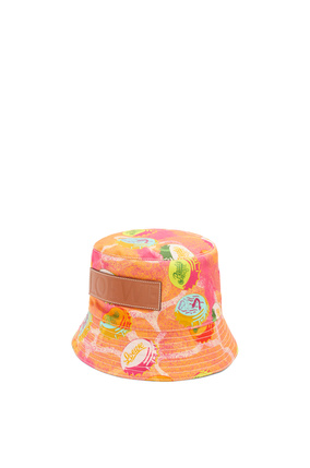 LOEWE Sombrero de pescador en lona y piel de ternera con tapabotellas Naranja plp_rd