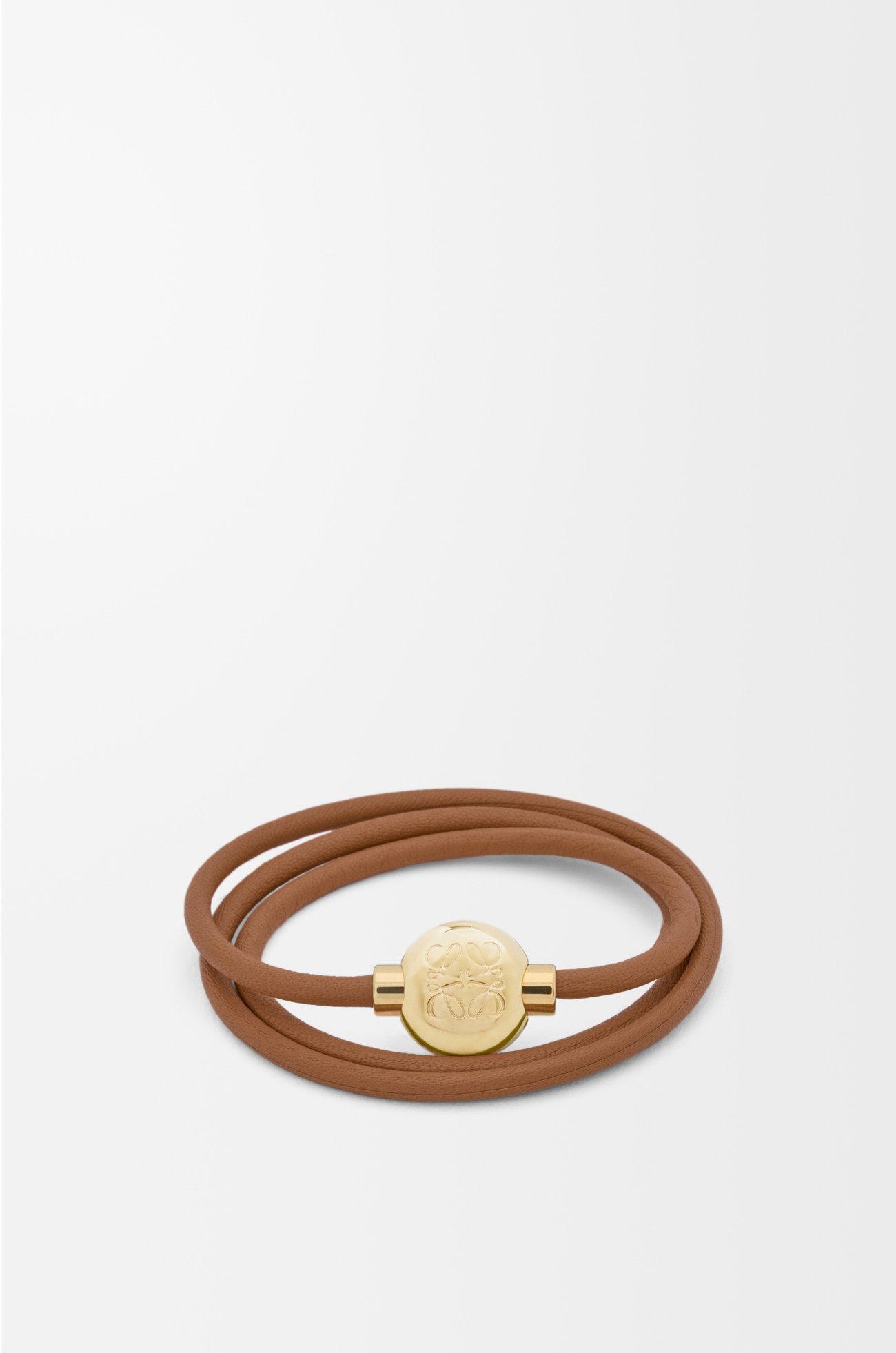 LOEWE 小牛皮 Pebble 手環 暖沙色/金色