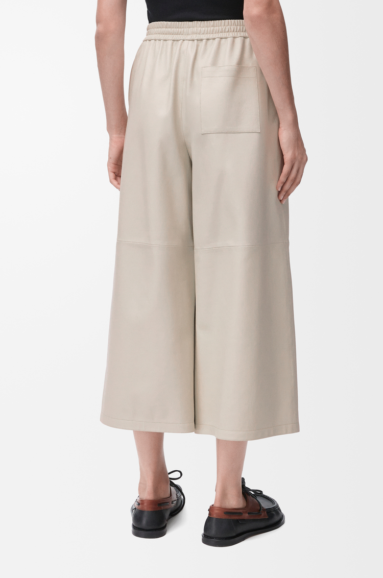LOEWE Cropped trousers in nappa lambskin Light Beige