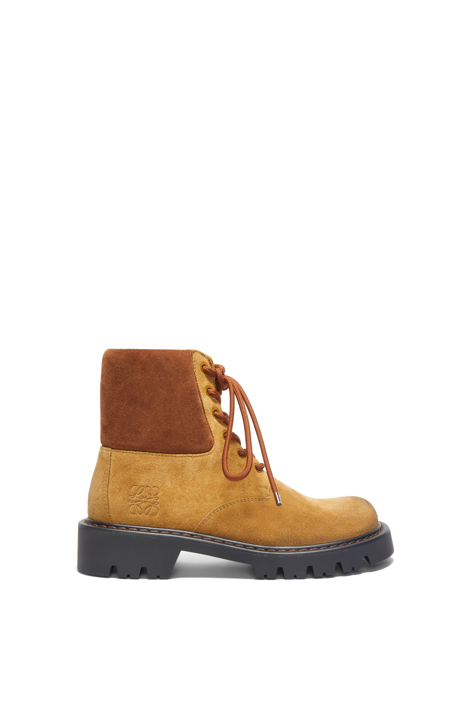 Sierra combat boot in suede Medium Tabacco Brown LOEWE