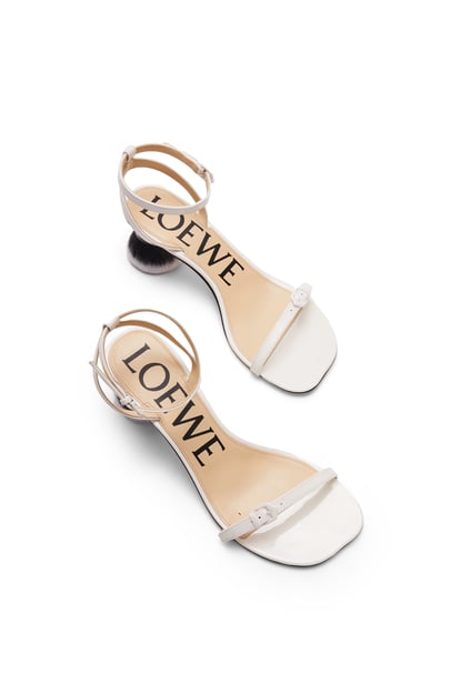 LOEWE Petal brush heel sandal in patent lambskin Almost Optic plp_rd