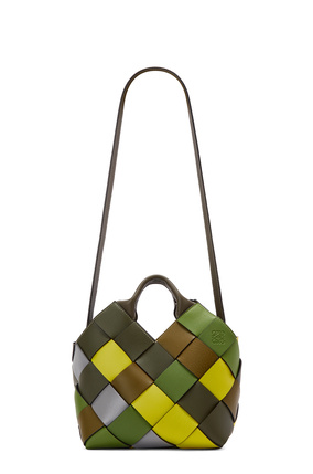 LOEWE 小号经典牛皮革 Surplus 皮革编织 Basket 手袋 Green/Green plp_rd