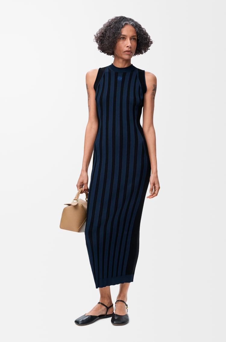 LOEWE Vestido en mezcla de viscosa elástica Azul Marino/Negro