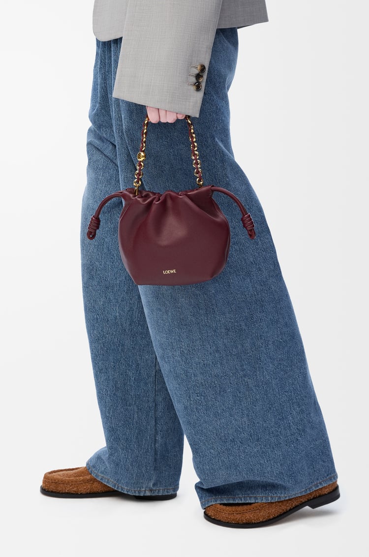 LOEWE Mini Flamenco purse in mellow nappa lambskin Dark Burgundy