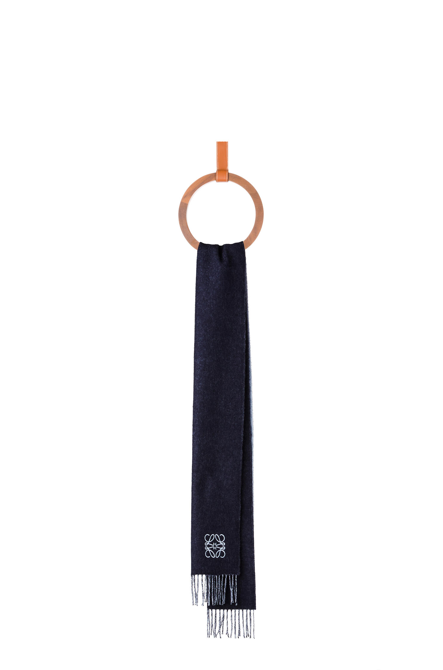 Bicolour scarf in wool and cashmere Light Blue/Navy Blue - LOEWE