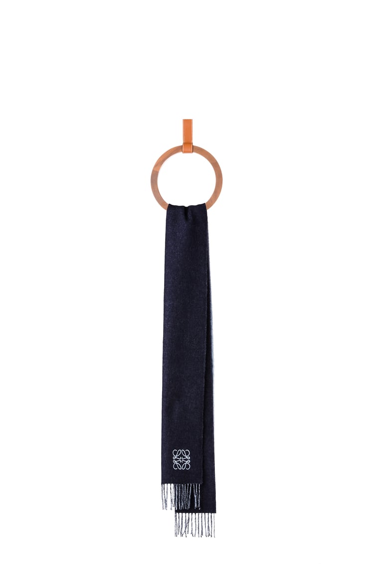 LOEWE Bicolour scarf in wool and cashmere Light Blue/Navy Blue