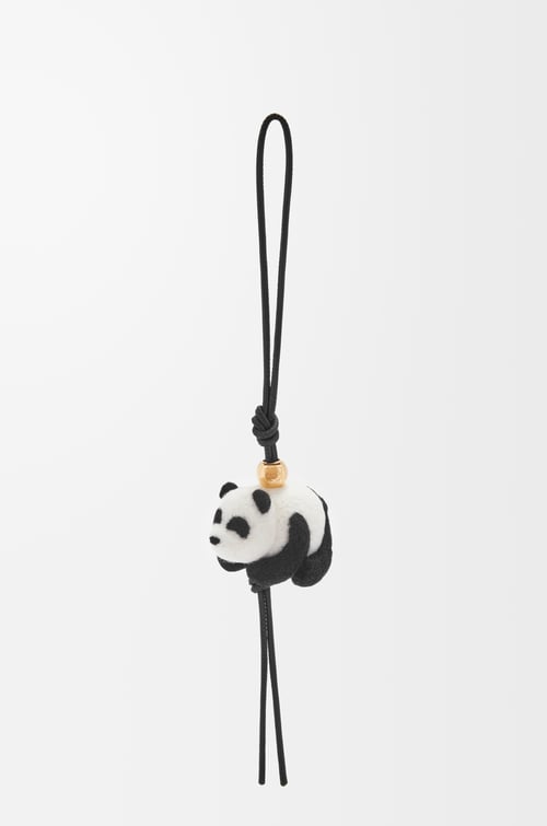 LOEWE Charm Panda en fieltro y piel de ternera  Negro/Blanco