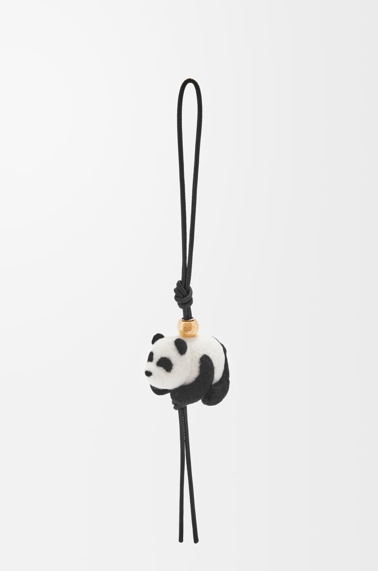 LOEWE Charm Panda en fieltro y piel de ternera  Negro/Blanco