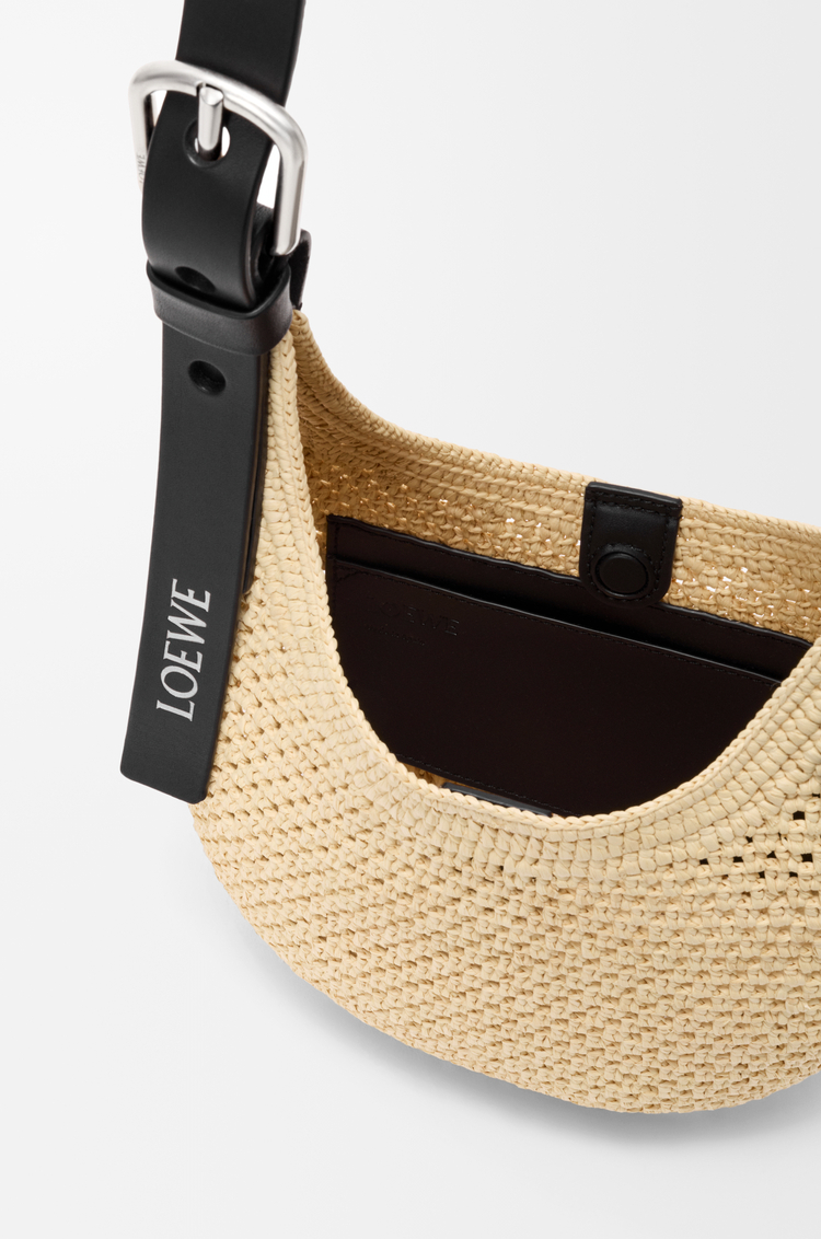 LOEWE Mini Punch Hole hobo in raffia and calfskin Natural/Black