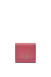 LOEWE Anagram compact flap wallet in pebble grain calfskin Plumrose