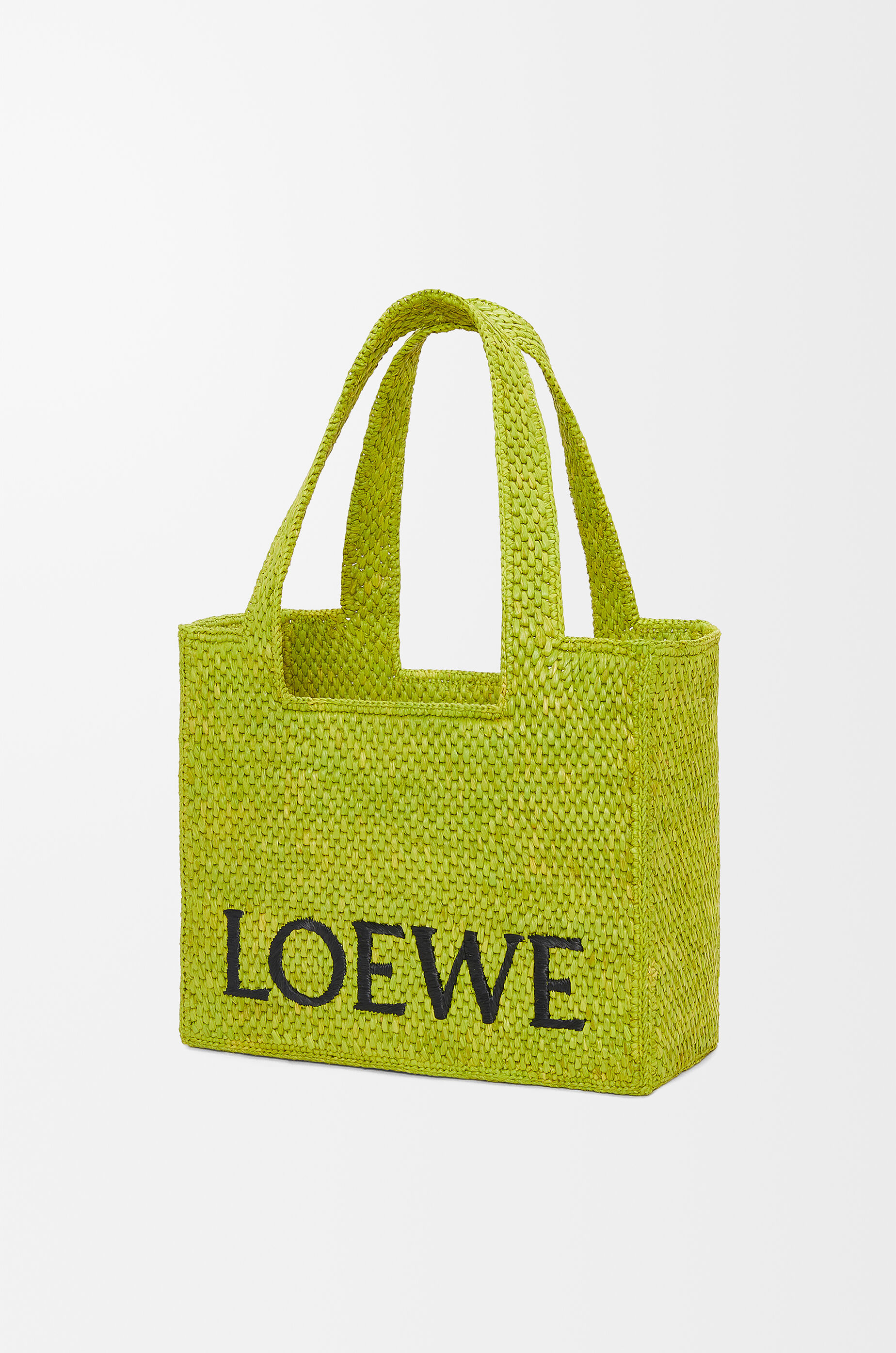 Medium LOEWE Font tote in raffia Green - LOEWE