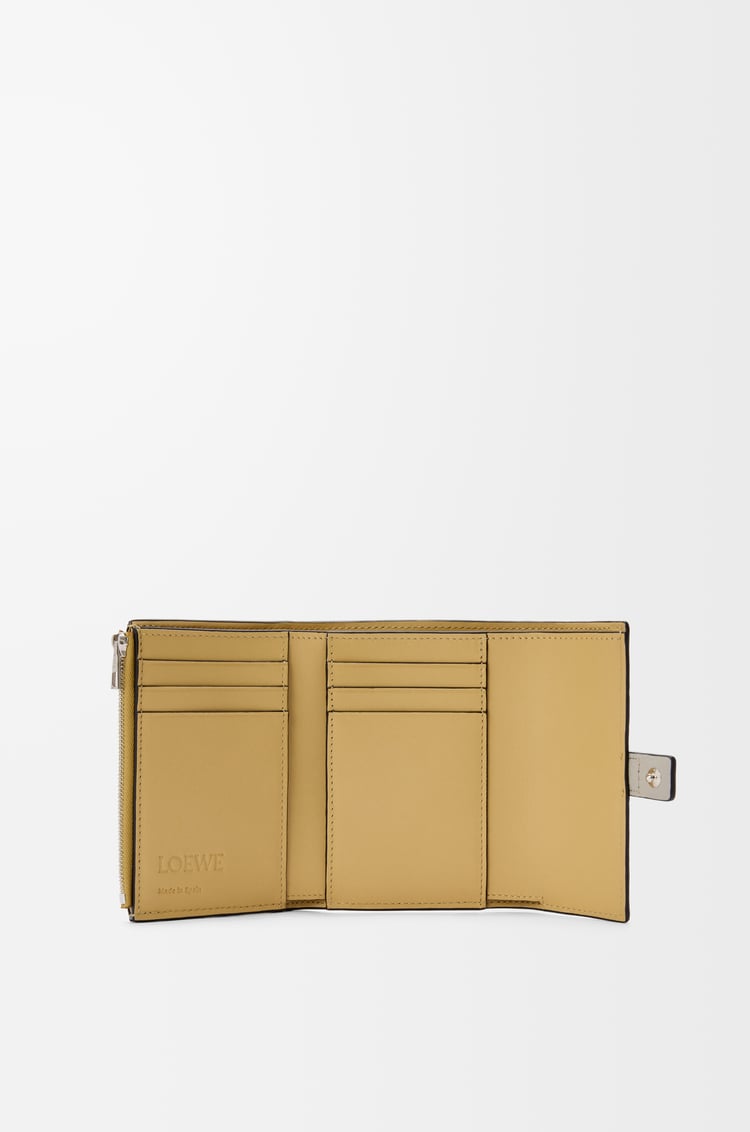 LOEWE Small vertical wallet in soft grained calfskin Shell Grey/Eucalyptus