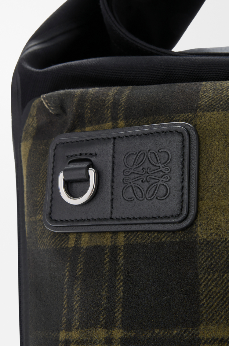 LOEWE Flex roll-top backpack in canvas and brushed suede Khaki/Black