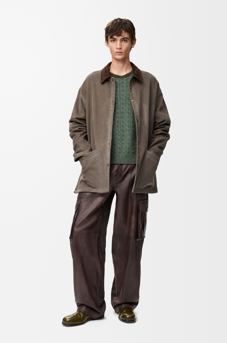 LOEWE Giacca-camicia in misto cotone Marrone Kaki