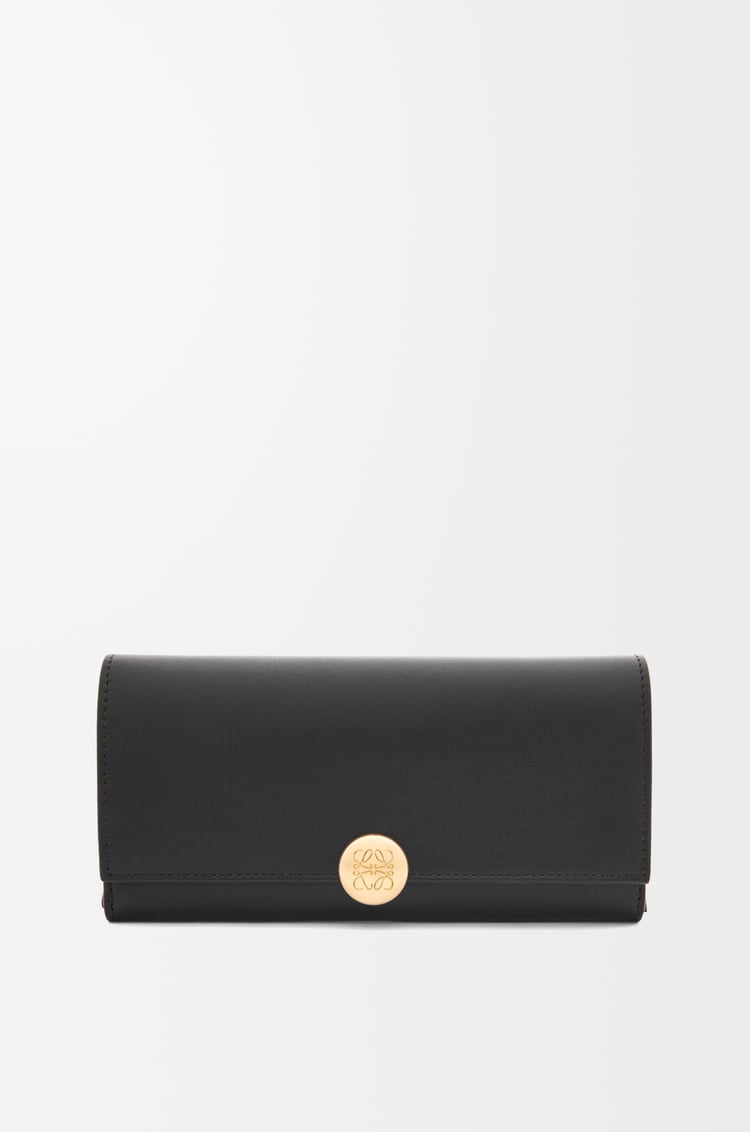 LOEWE Pebble continental wallet in shiny nappa calfskin Black