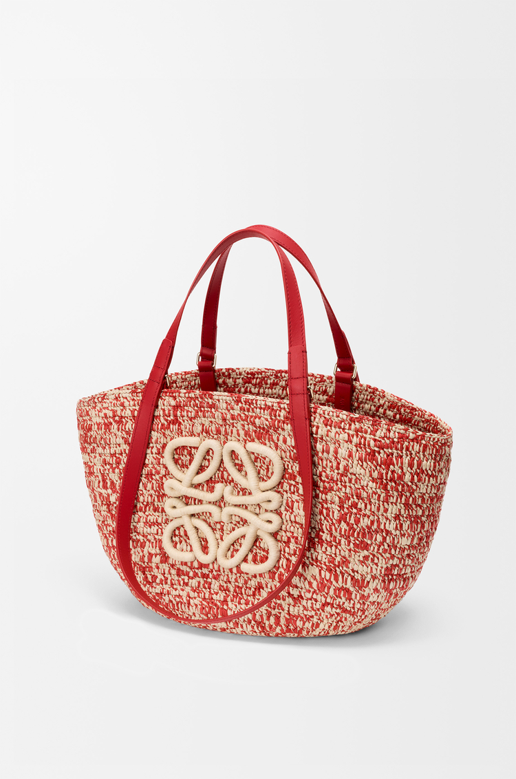 LOEWE Medium Eclipse basket in raffia and calfskin Red