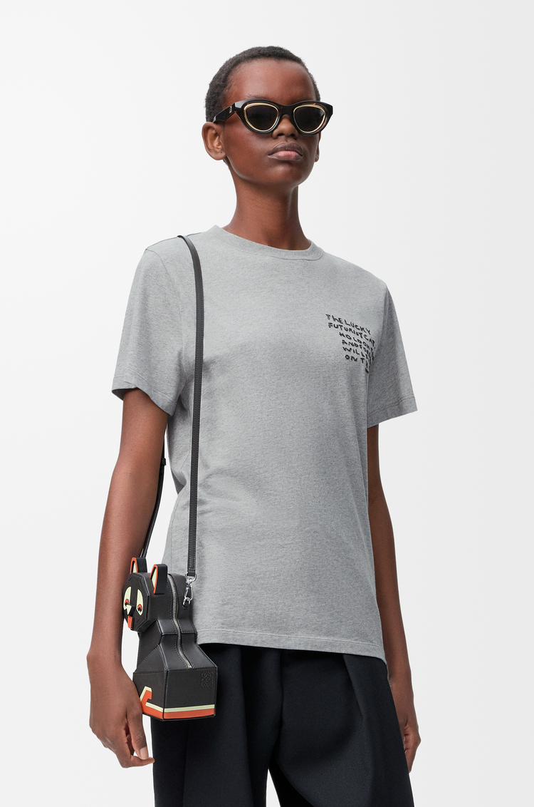 LOEWE Camiseta de corte regular en algodón Gris Jaspeado