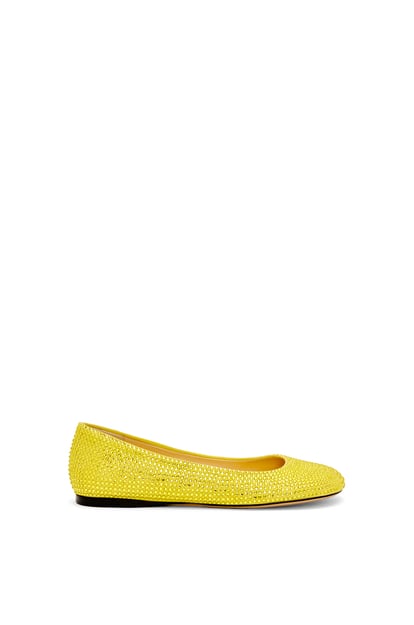 LOEWE Toy ballerina in suede and allover rhinestones Yellow