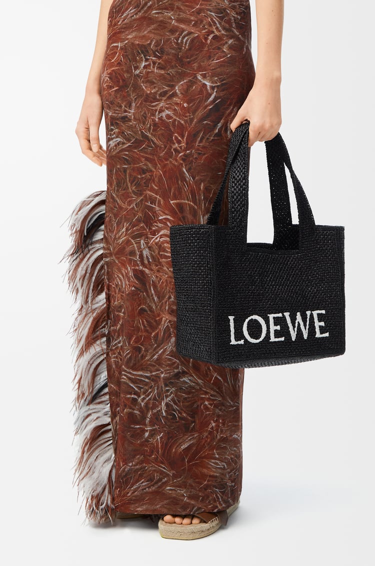 LOEWE Medium LOEWE Font tote in raffia Black