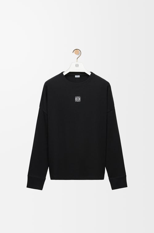 LOEWE Camiseta de manga larga de corte oversize en algodón Negro