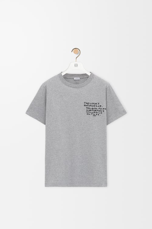 LOEWE Camiseta de corte regular en algodón Gris Jaspeado