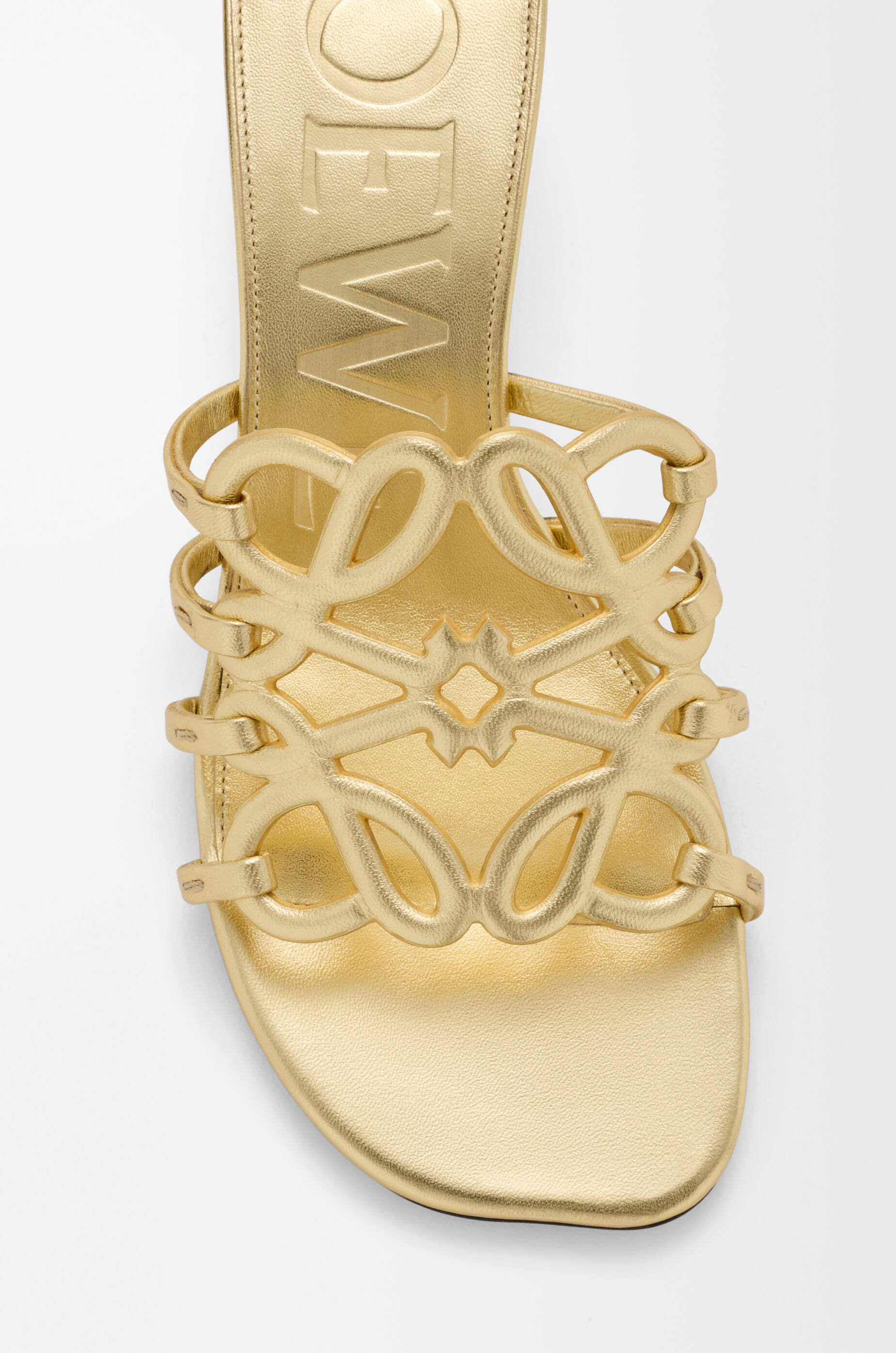 Petal Anagram slide in laminated lambskin Gold - LOEWE USA