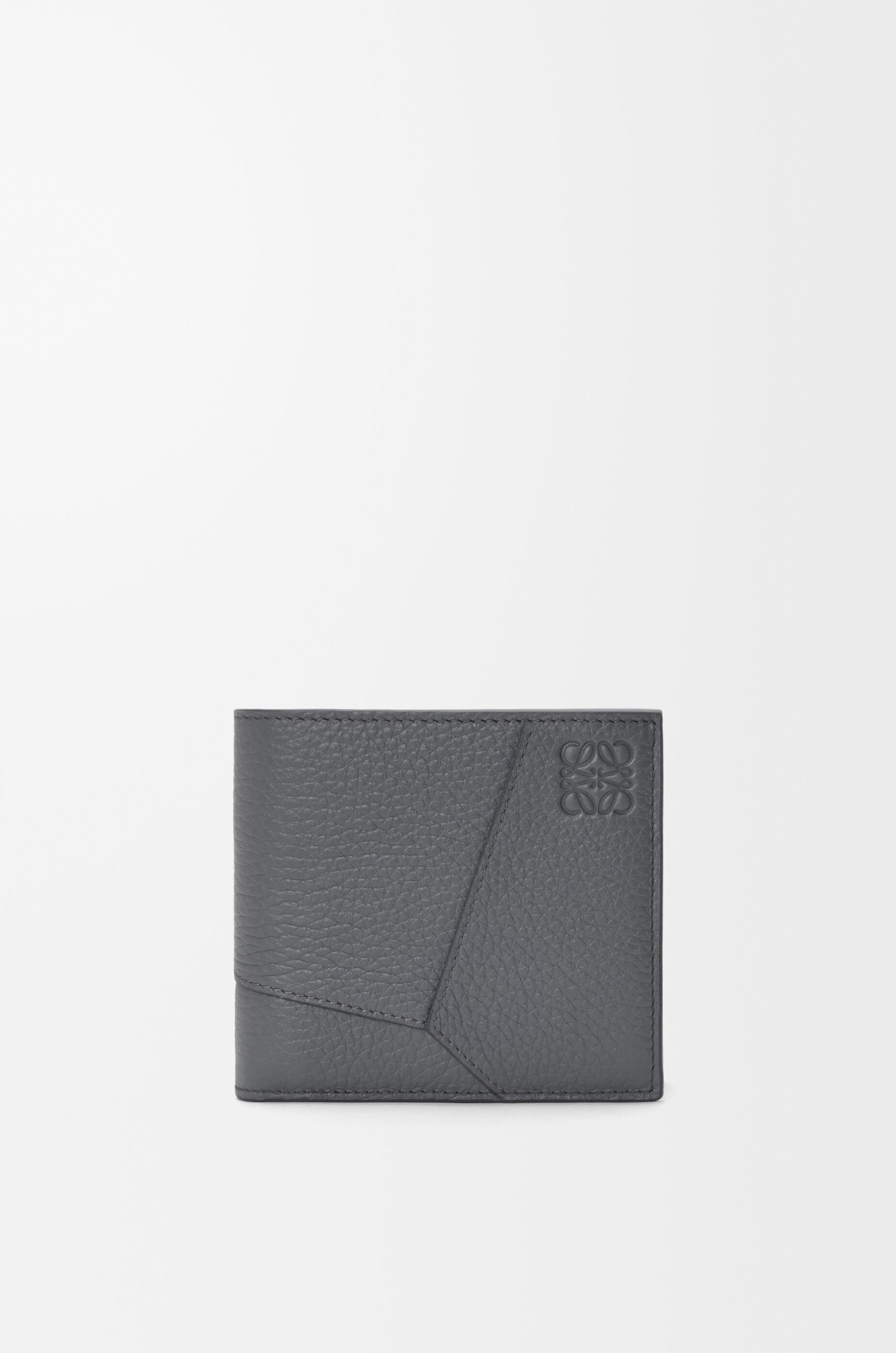 Puzzle bifold coin wallet in supple grained calfskin Grey - LOEWE