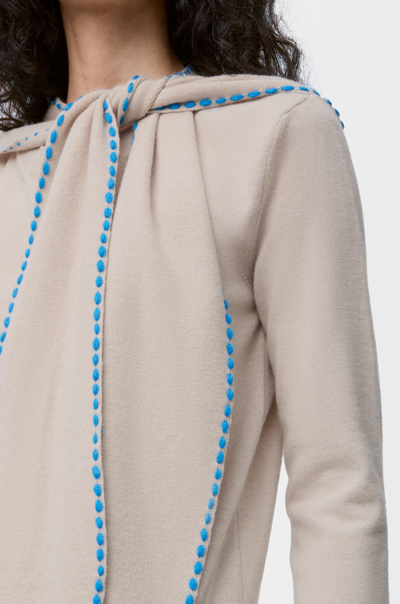 LOEWE スカーフセーター（ウール） Beige/Blue