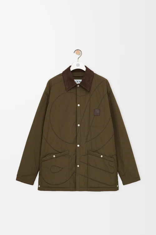 LOEWE Padded overshirt in technical shell Khaki Green