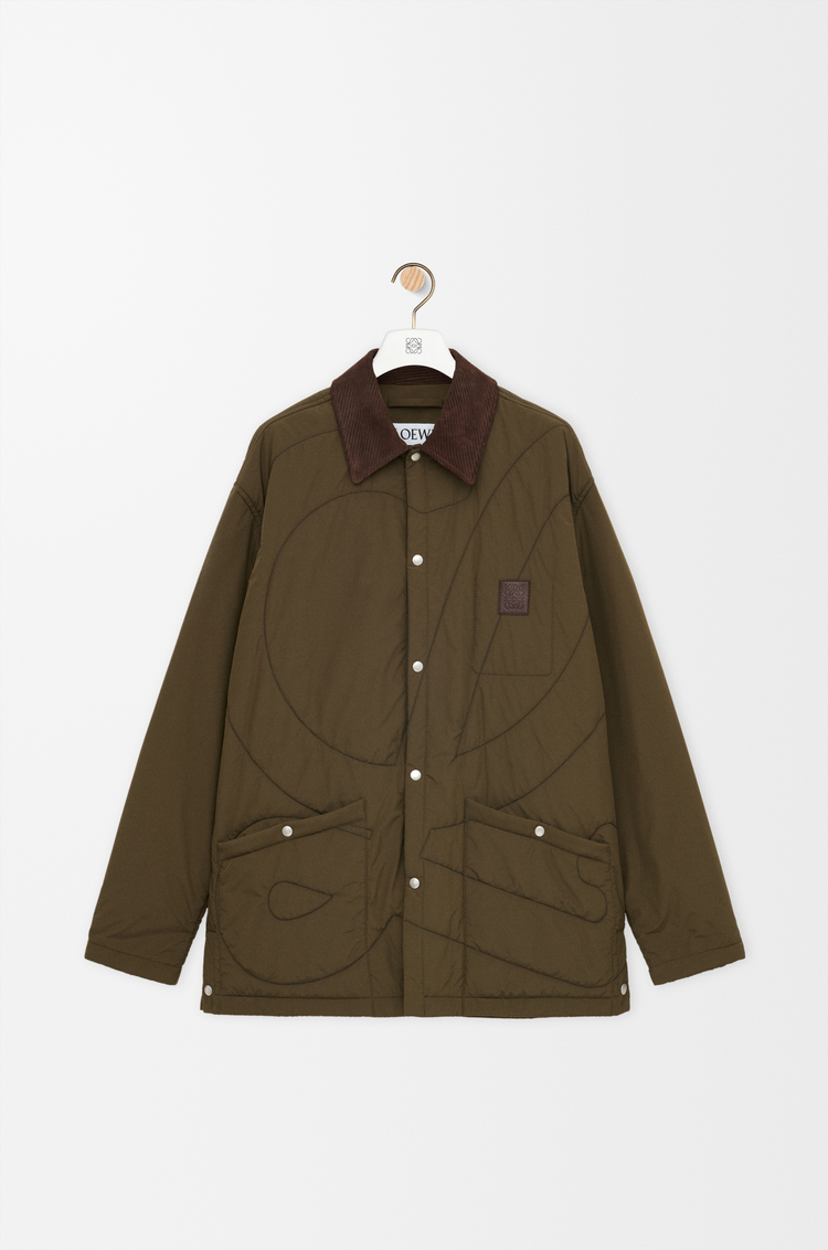 LOEWE Padded overshirt in technical shell Khaki Green