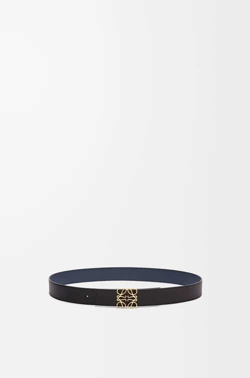 LOEWE Reversible Anagram belt in smooth calfskin Black/Ocean/Gold