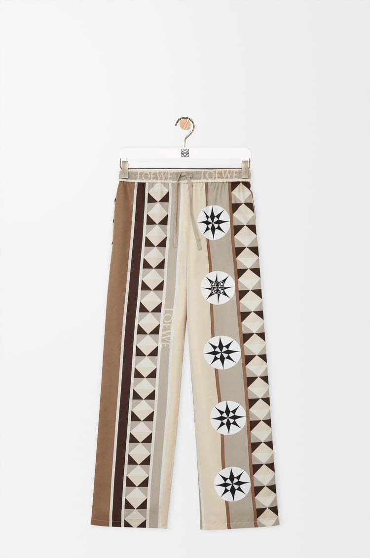 LOEWE Pyjama trousers in silk Beige/Multicolor