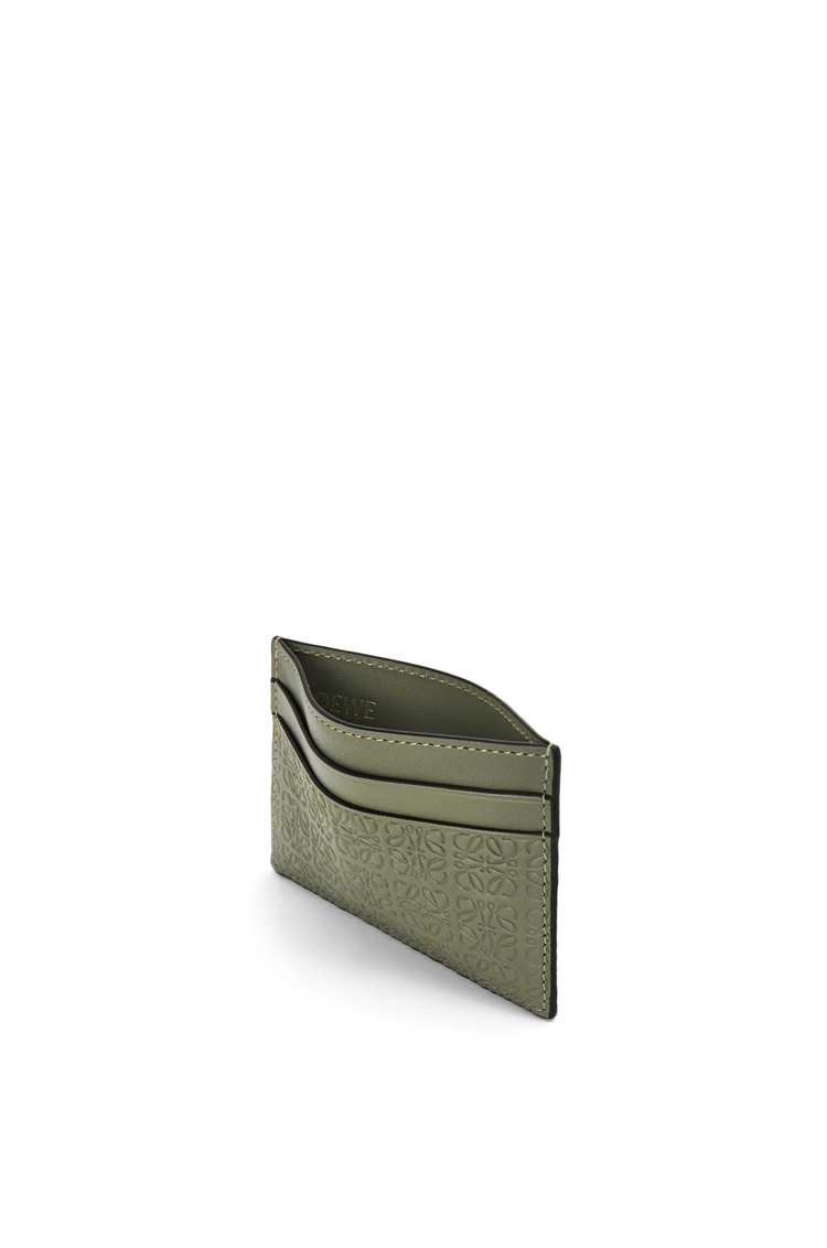 LOEWE Repeat plain cardholder in embossed silk calfskin Avocado Green