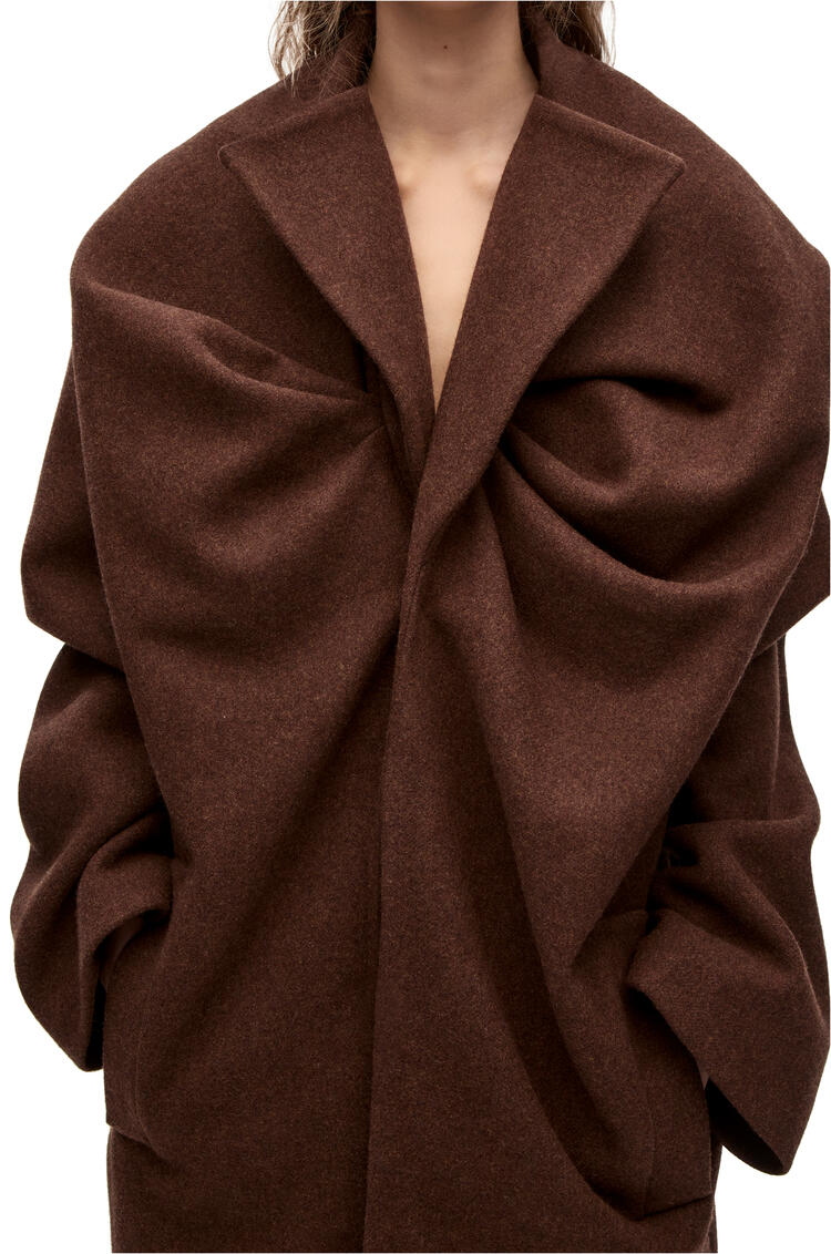 LOEWE Draped coat in wool Brown