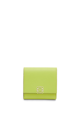 LOEWE Anagram compact flap wallet in pebble grain calfskin Green Bean plp_rd