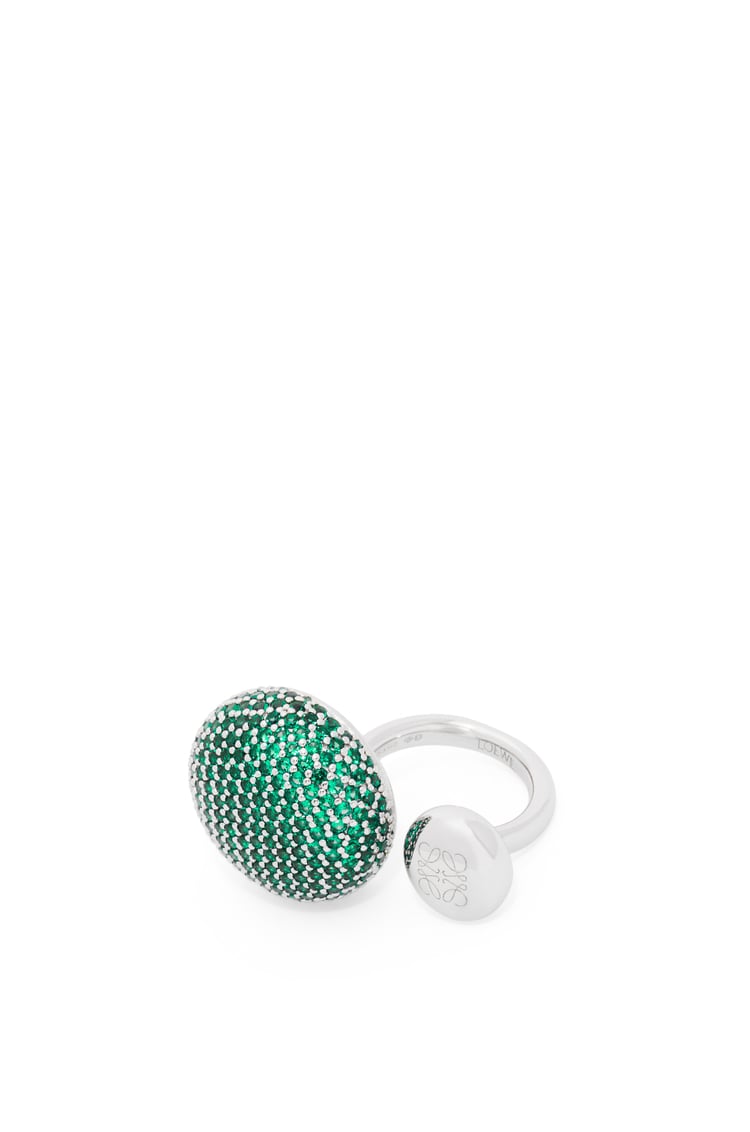 LOEWE Anagram Pebble ring in sterling silver and crystals Silver/Green
