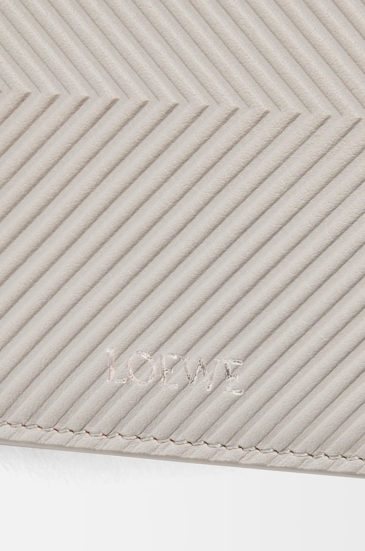 LOEWE 紋理經典小牛皮雙摺硬幣錢包 貝殼灰