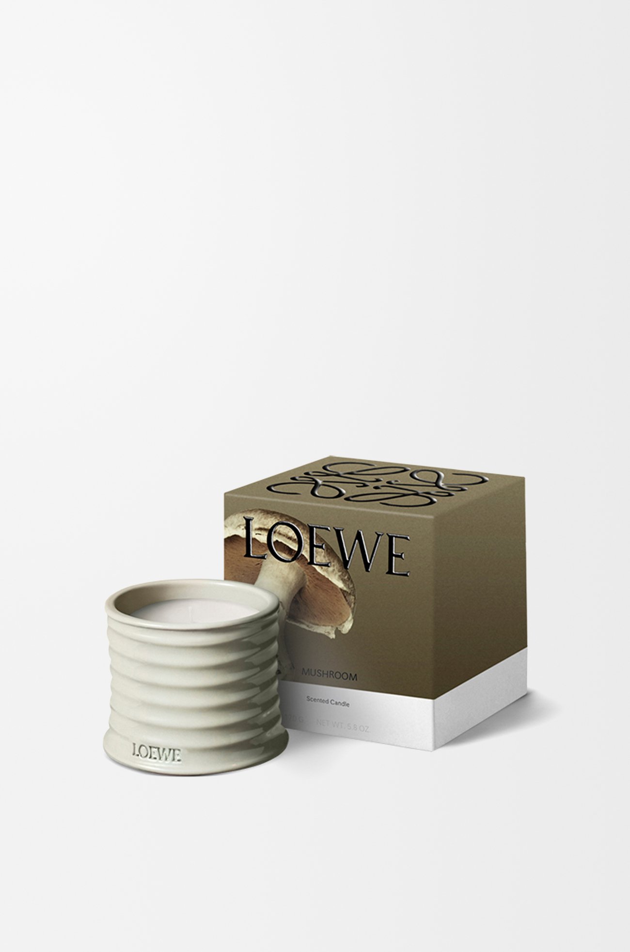 LOEWE Small Mushroom candle Light Grey