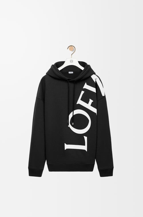 LOEWE Sudadera con capucha de corte holgado en algodón Negro/Blanco