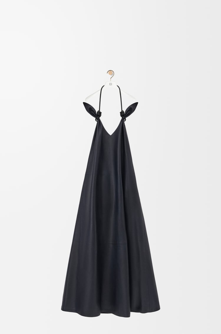 LOEWE Vestido Flamenco en piel napa de cordero Azul Marino Oscuro