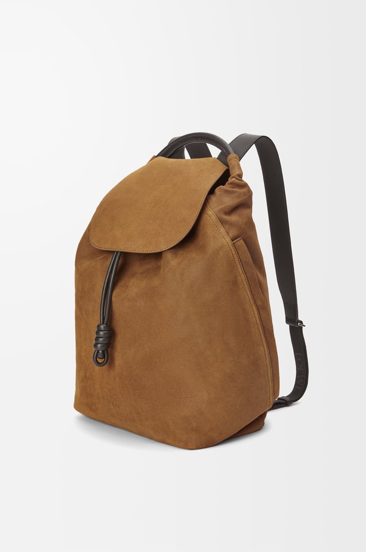 LOEWE Flamenco backpack in pressed suede Cognac