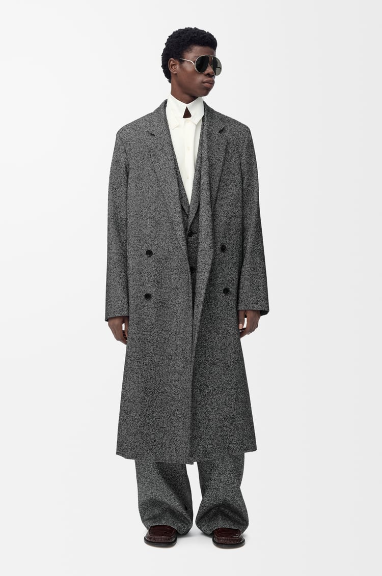 LOEWE Cappotto doppiopetto in misto lana Nero/Bianco